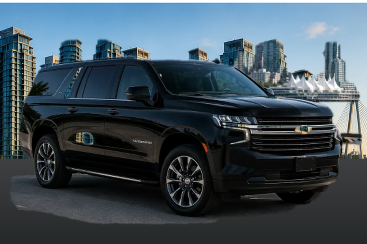 Black luxury SUV for Surrey airport transportation